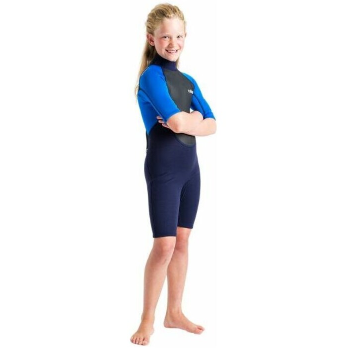 2024 C-Skins Junior Element 3/2mm Back Zip Shorty Wetsuit C-EL32SHJ - Slate / Cyan / Multi